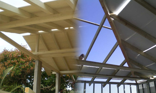 עבודת העץ- שלד עץ לקומת גג